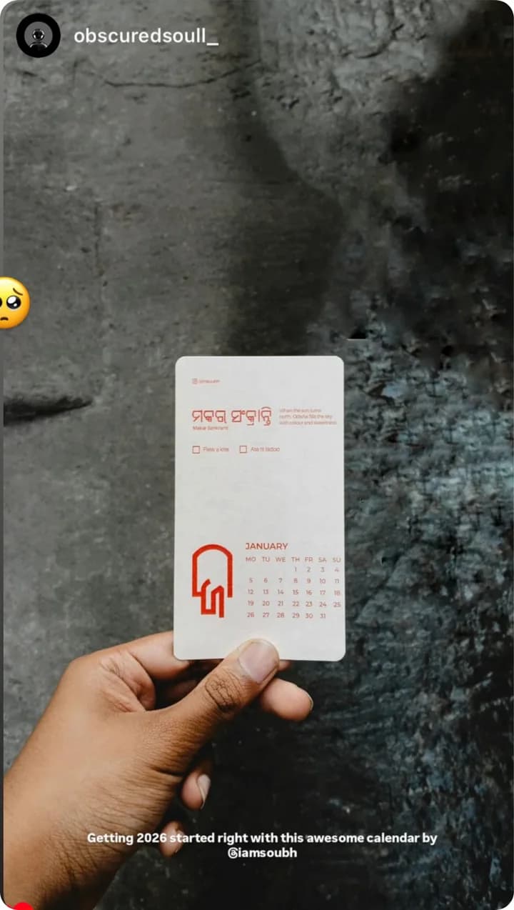 Getting 2026 started right with this awesome calendar by @iamsoubh